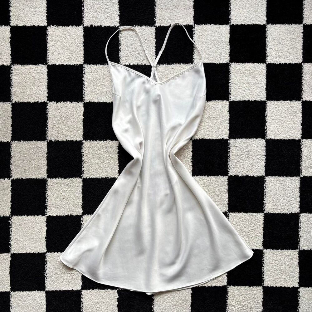 Rya Collection White Slip Dress Floral Mesh Back L